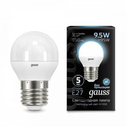 Купить Лампа Gauss 105102210 Globe E27 9.5W 4100K светодиодная по низкой цене