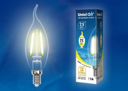 Купить Лампа Uniel Air LED-CW35-7,5W/E14 прозрачная 3000K светодиодная по низкой цене