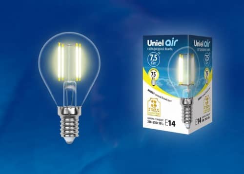 Купить Лампа Uniel Air LED-G45-7,5W/E14 прозрачная 3000K светодиодная по низкой цене