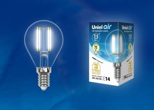 Купить Лампа Uniel Air LED-G45-7,5W/E14 прозрачная 4000K светодиодная по низкой цене