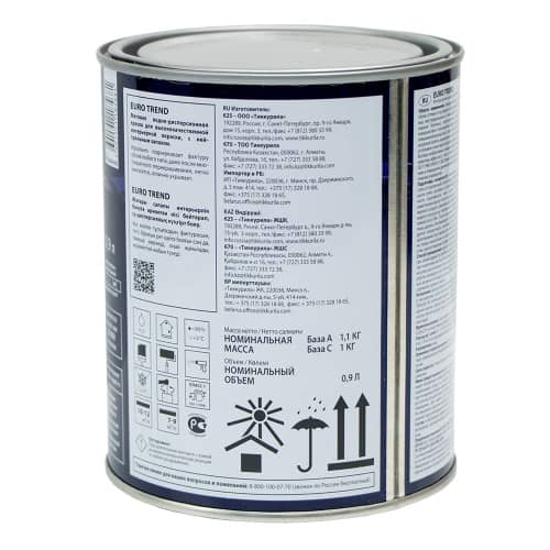 Купить Краска моющаяся для обоев матовая TIKKURILA Euro Trend белая 0,9 л по низкой цене