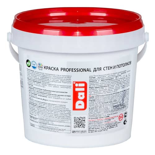 Купить Краска моющаяся акриловая Dali Professional белая 0,9 л по низкой цене