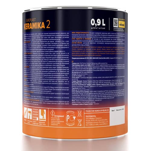 Купить Краска интерьерная dufa PREMIUM Europlast Keramika 2 белая 0,9 л база 1 по низкой цене