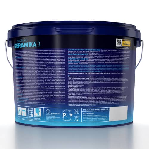 Купить Краска интерьерная dufa PREMIUM Europlast Keramika 3 белая 9 л база 1 по низкой цене