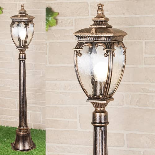 Купить Фонарный столб Elektrostandard Andromeda F GLYF-8024F Е27 60 Вт черное золото садово-парковый по низкой цене