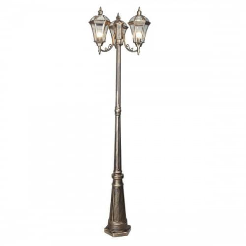 Купить Фонарный столб Elektrostandard Capella F/3 Е27 3х60 Вт черное золото садово-парковый по низкой цене