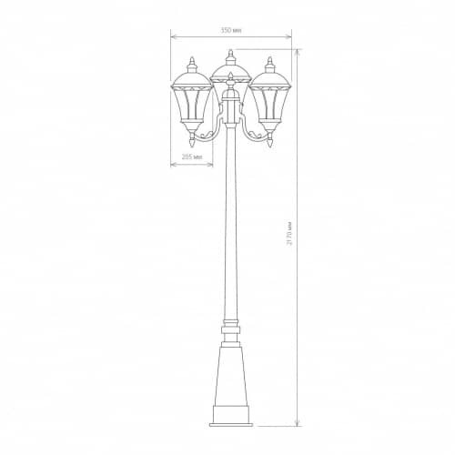 Купить Фонарный столб Elektrostandard Capella F/3 Е27 3х60 Вт черное золото садово-парковый по низкой цене