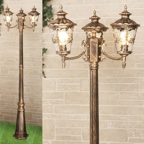 Купить Фонарный столб Elektrostandard Diadema F/3 GLYF-8046F/3 Е27 3х60 Вт черное золото садово-парковый по низкой цене