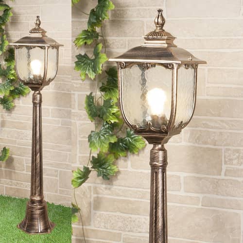 Купить Фонарный столб Elektrostandard Sculptor F GLXT-1407F Е27 60 Вт черное золото садово-парковый по низкой цене