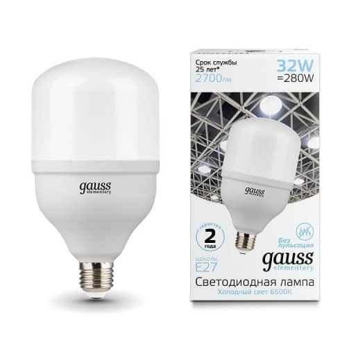 Купить Лампа Gauss Elementary 63233 T100 32W E27 6500K светодиодная по низкой цене