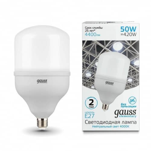 Купить Лампа Gauss Elementary 63225 T140 50W E27 4000K светодиодная по низкой цене
