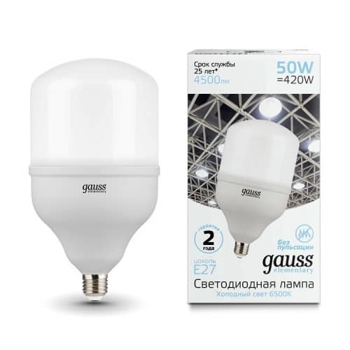 Купить Лампа Gauss Elementary 63235 T140 50W E27 6500K светодиодная по низкой цене