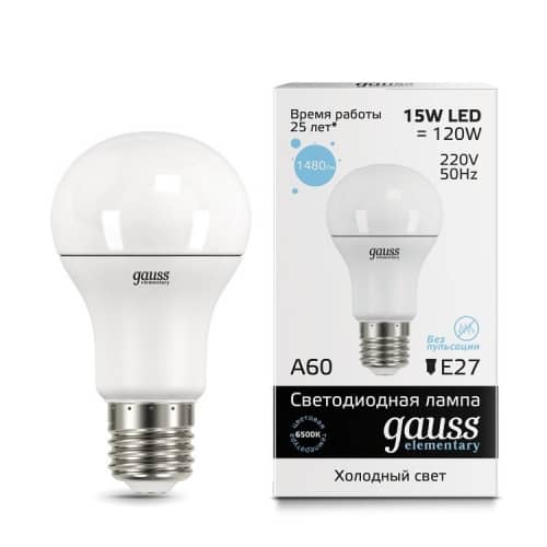 Купить Лампа Gauss 23235 Elementary A60 15W E27 6500K светодиодная по низкой цене