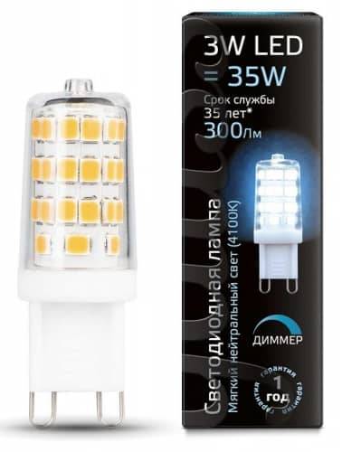 Купить Лампа Gauss 107309203 G9 AC185-265V 3W 4100K диммируемая светодиодная по низкой цене