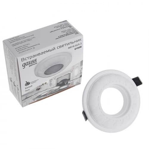 Купить Светильник Gauss Gypsum GY008 белый, Gu5.3 50W встраиваемый по низкой цене
