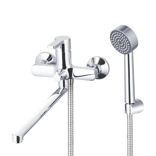 Купить Смеситель для ванны FLUMEN Rois с длинным изливом и набором для душа по низкой цене