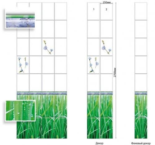 Стеновая панель ПВХ Век Цикорий фон 2700х250 мм