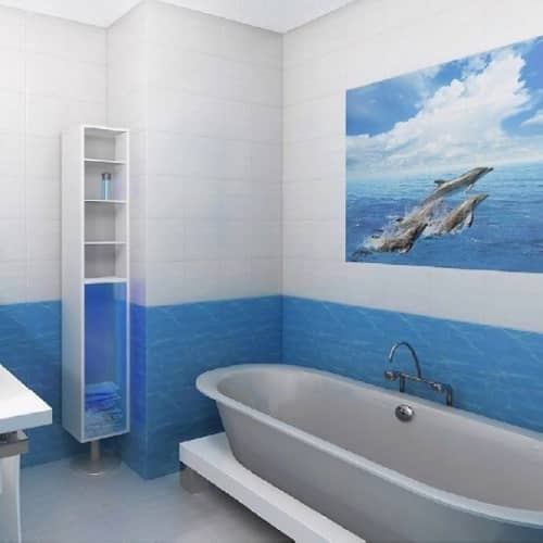 Стеновая панель ПВХ Кронапласт Unique Дельфины фоновая 2700х250 мм