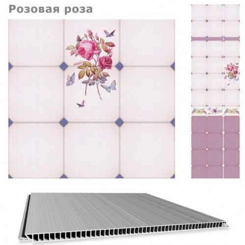 Стеновая панель ПВХ Кронапласт Unique Розовая роза фигурная 2700х250 мм