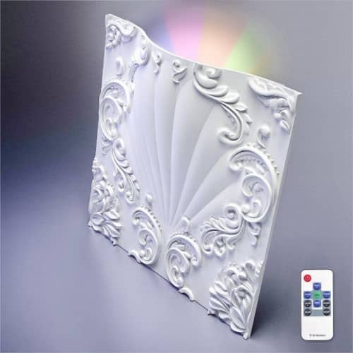 3D панель из гипса Artpole Valencia LED RGB дизайнерская 2 модуля с радиопультом 600х600 мм