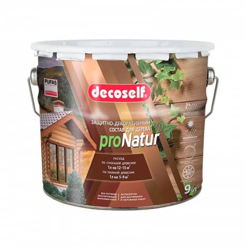 Купить Антисептик Pufas Decoself лессирующий для дерева белый 9 л по низкой цене