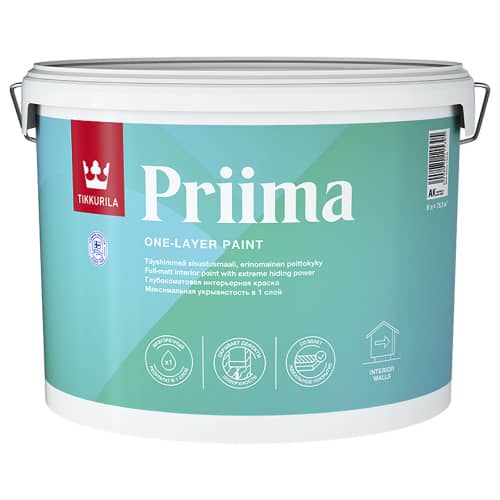 Купить Краска интерьерная акриловая TIKKURILA Priima база AK белая 9 л по низкой цене