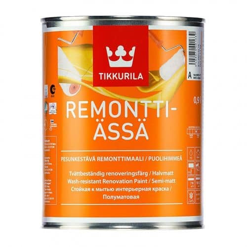 Купить Краска Tikkurila Remontti Assa А в/д, акрилатная, интерьерная 0,9 л по низкой цене