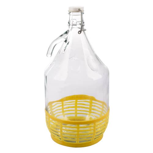 Купить Бутыль стеклянный для вина Дама в пластиковой корзине c крышкой 5 л по низкой цене