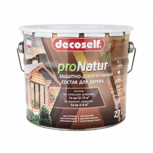 Купить Антисептик Pufas Decoself лессирующий для дерева бесцветный 2,7 л по низкой цене