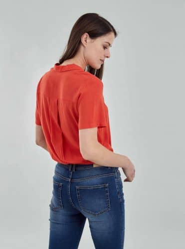 Купить Рубашка Piazza Italia с коротким рукавом, коралловая по низкой цене