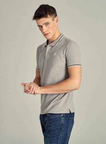 Купить Футболка-поло Piazza Italia с вышивкой серая по низкой цене