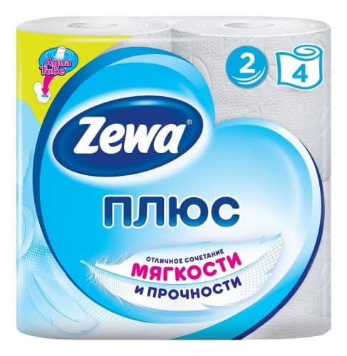 Купить Бумага ZEWA PLUS туалетная 2-х сл. белая, 4 шт.х24 уп. по низкой цене