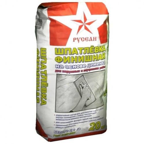 Купить Шпатлевка Русеан финишная на основе цемента белая 20 кг по низкой цене