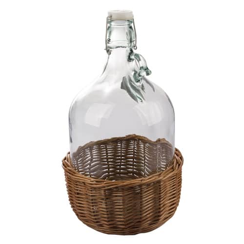 Купить Бутыль стеклянный для вина Дама в оплетке лоза с крышкой 5 л по низкой цене