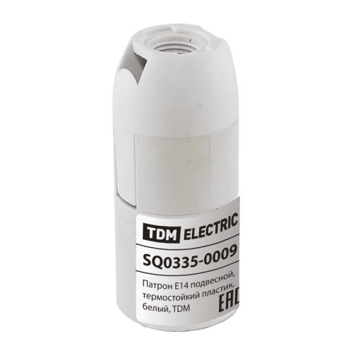 Купить Патрон TDM electric Е14, термостойкий пластик, подвесной, разборный, белый, 2А, 230В по низкой цене