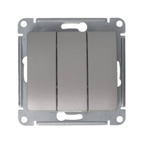 Купить Выключатель трехклавишный Schneider Electric Глосса без рамки платина по низкой цене