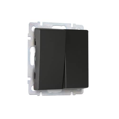 Купить Выключатель двухклавишный Smartbuy Нептун черный без рамки черный по низкой цене