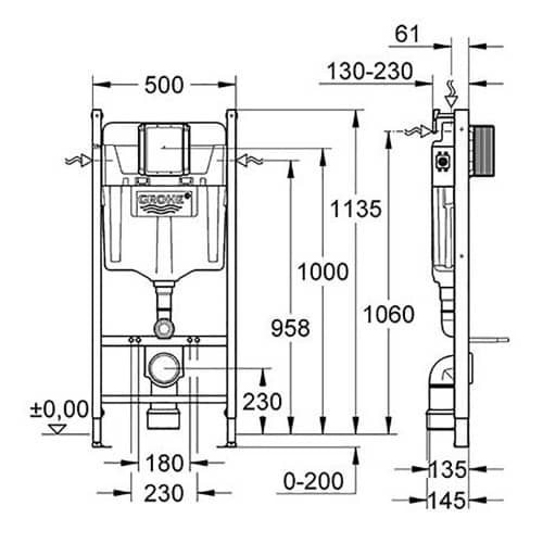 Купить Инсталляция для унитаза GROHE Solido по низкой цене