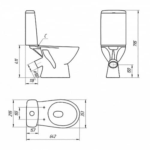 Купить Унитаз-компакт Cersanit Fast с сиденьем плавное закрытие 3/6 л по низкой цене