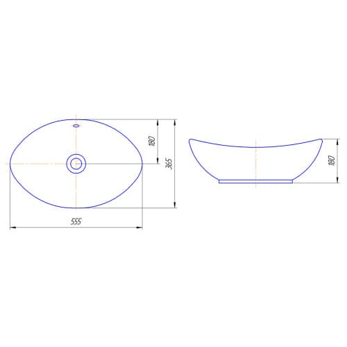 Купить Раковина на столешницу 55,5 см фигурная без отверстия Гамма KIROVIT по низкой цене