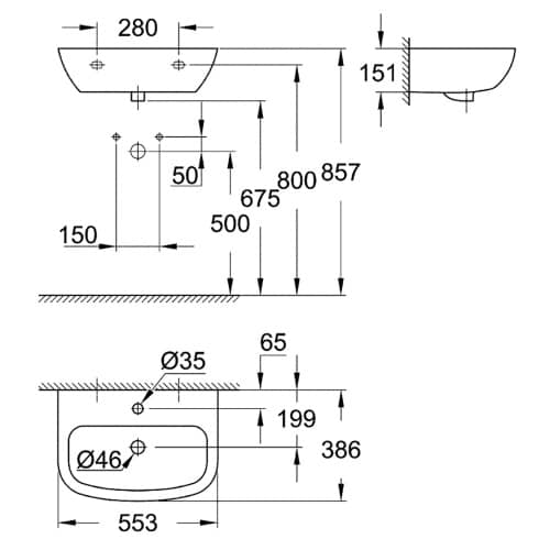 Купить Раковина GROHE Bau Ceramic 55 см по низкой цене
