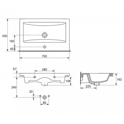 Купить Раковина Cersanit COMO 70 см по низкой цене