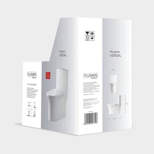 Купить Унитаз-моноблок FLUMEN DESIGN Versal безободковый с сиденьем плавное закрытие по низкой цене