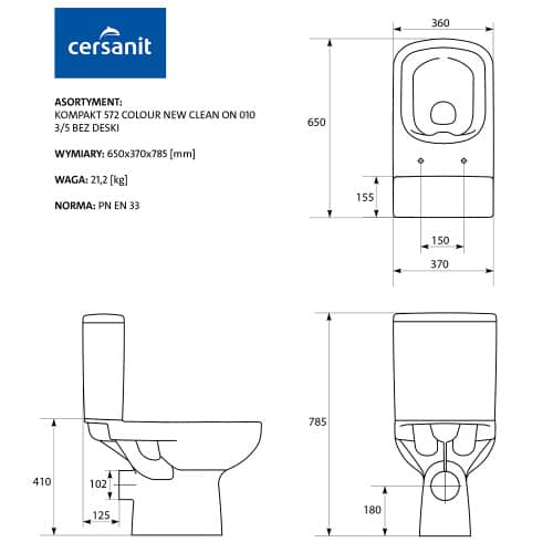 Купить Унитаз-компакт Cersanit Colour безободковый с сиденьем с микролифтом по низкой цене