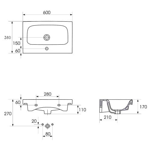 Купить Раковина Cersanit MODUO SLIM 60 см по низкой цене