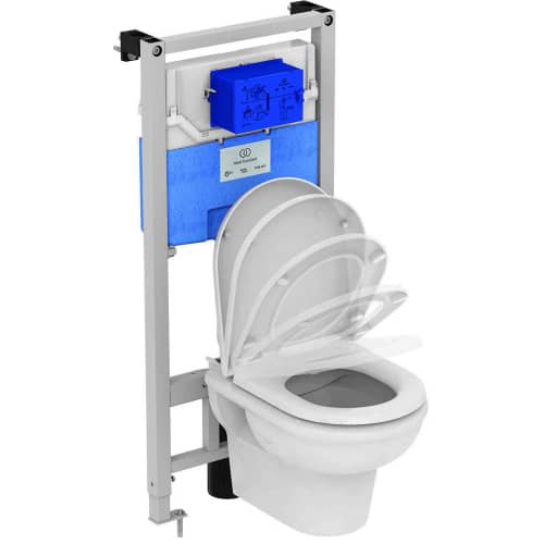 Купить Инсталляция Ideal Standard EXACTO с унитазом, сиденьем без кнопки по низкой цене