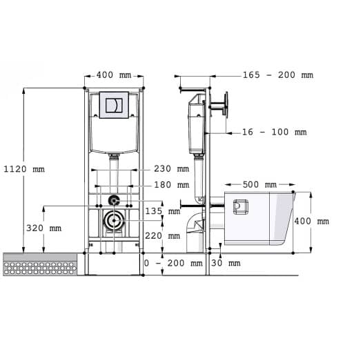 Купить Инсталляция для унитаза DI 2-X без кнопки по низкой цене