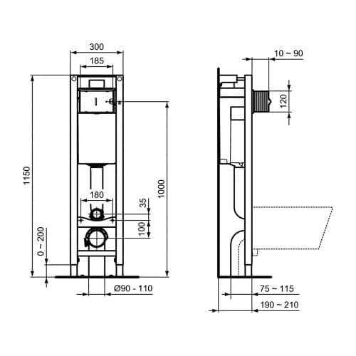 Купить Инсталляция Ideal Standard Eurovit с безободковым унитазом без кнопки по низкой цене