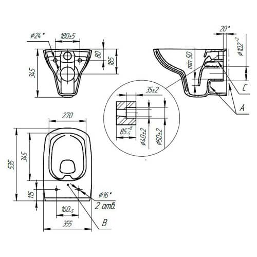 Купить Инсталляция Cersanit CARINA XL с унитазом без кнопки по низкой цене