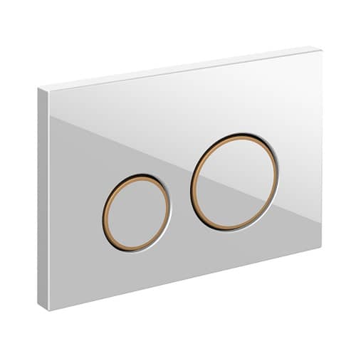 Купить Кнопка для инсталляции Cersanit TWINS белый с золотой рамкой по низкой цене